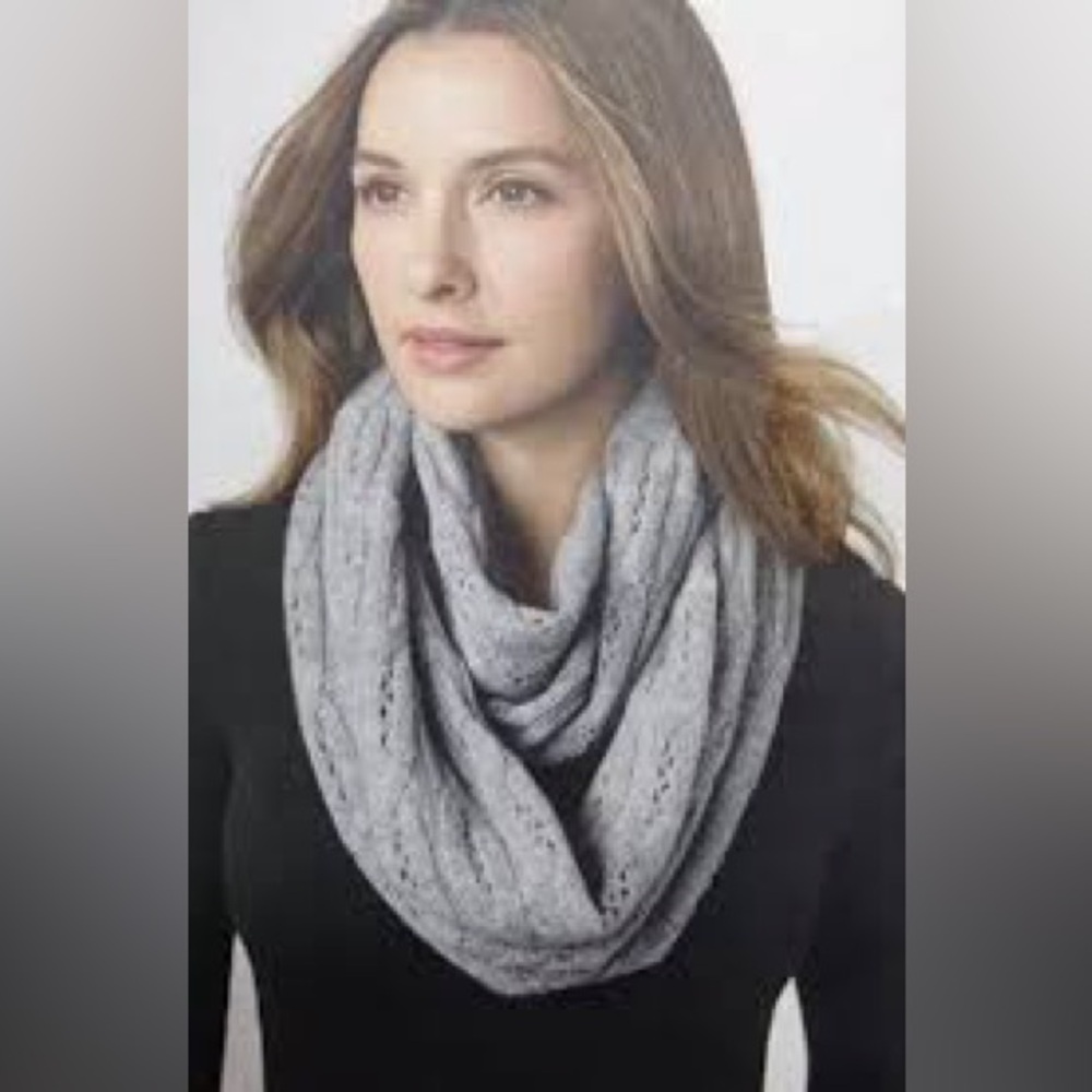 CELESTE Infinity Winter Scarf Grey Cashmere Wool Blend Knit Cozy soft warm